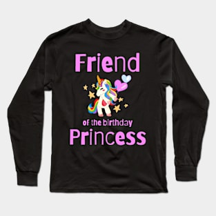 Kids Friend of the Birthday Princess Girl Dancing Unicorn Long Sleeve T-Shirt